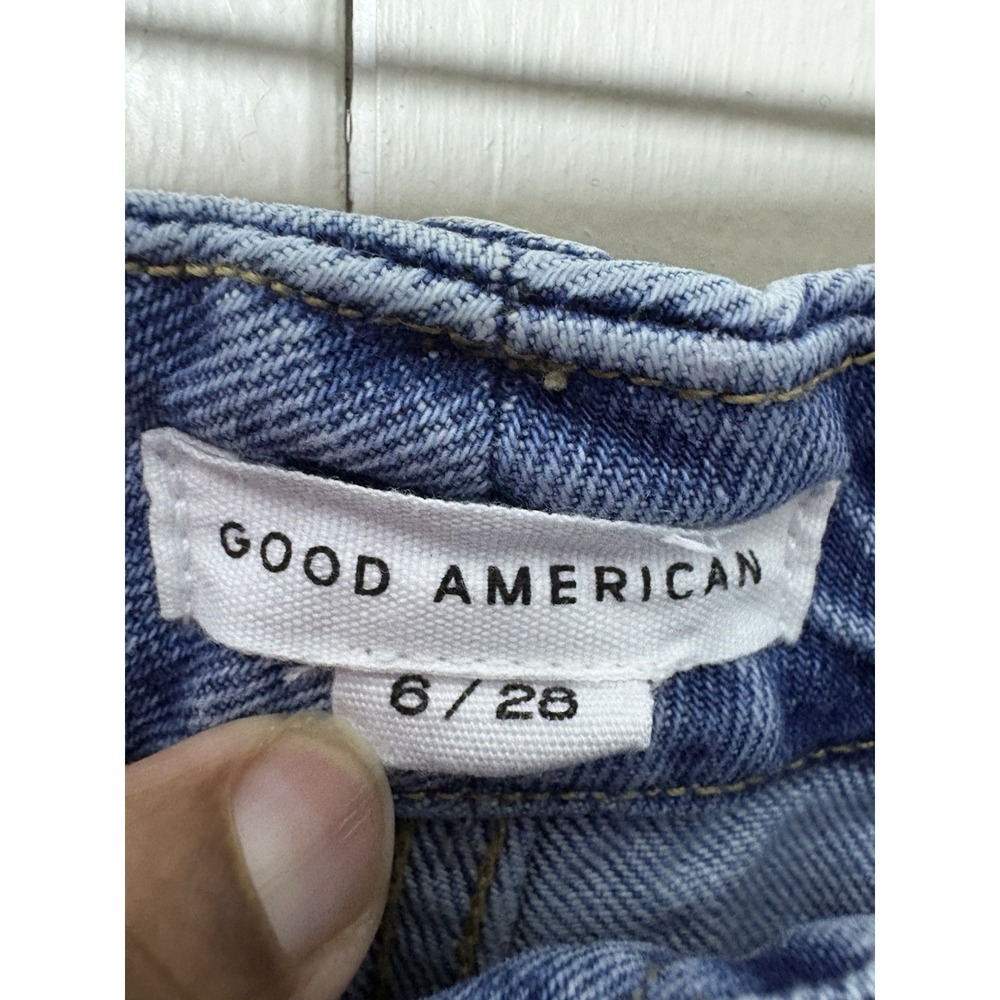 Good American Good Legs Straight Cropped Distressed Jean Rah Hem Size 6/28 - Picture 2 of 4
